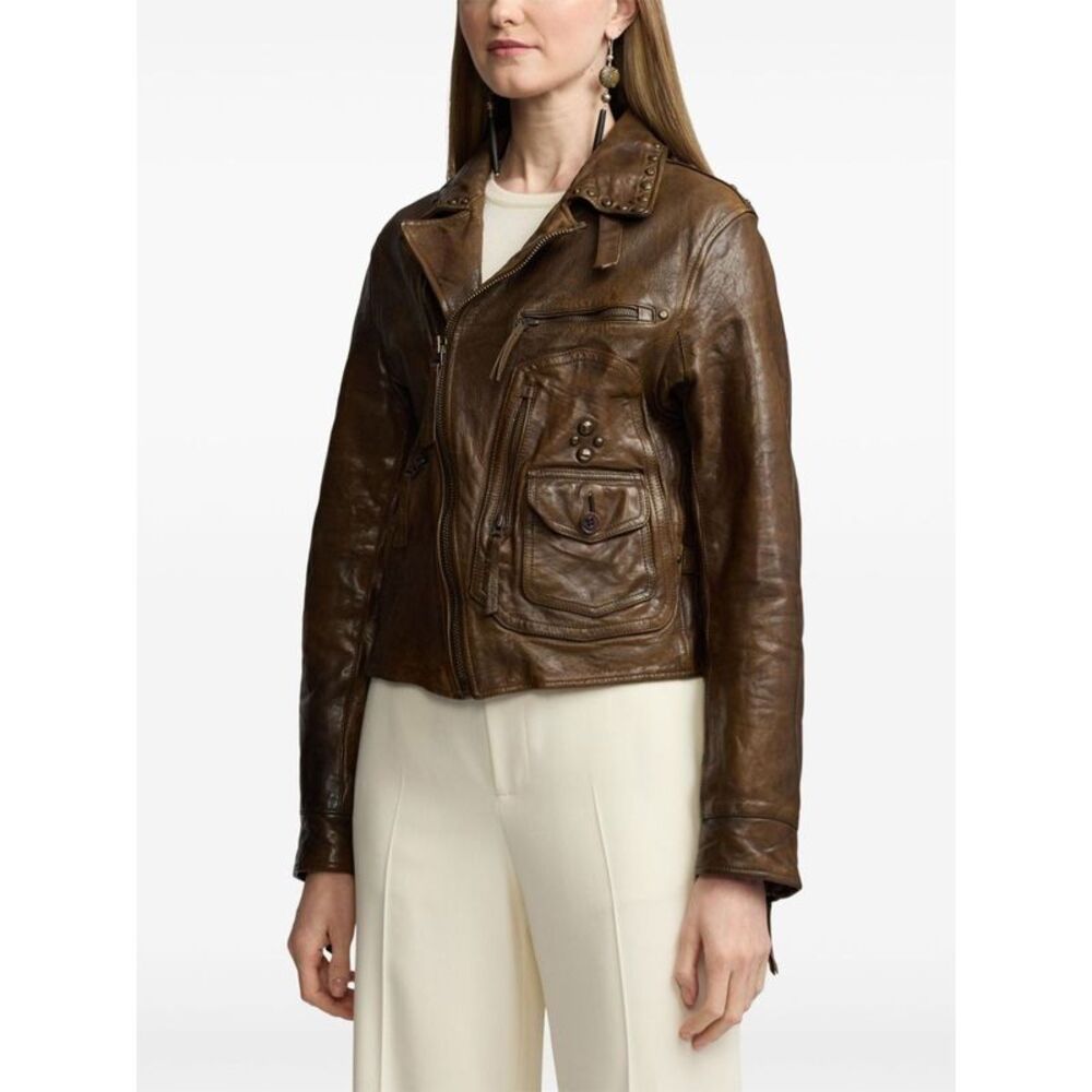 Ralph Lauren Women `Andrea` Leather Jacket - Picture 4 of 6